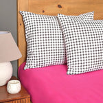 Sarah Anderson Ronie Fuchsia Black 100% Cotton Fitted Sheet Set for 2 People
