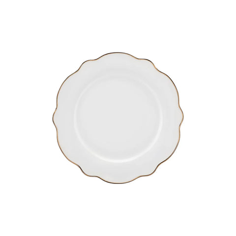 Karaca Daisy, 27-delig porseleinen servies voor 6 personen met golfvormige diepe kom, goud