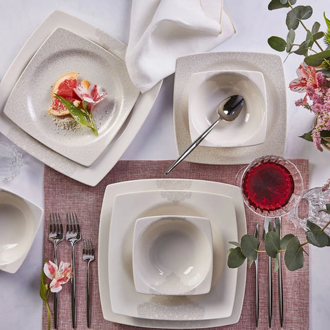 KARACA FLAVA 24 PARÇA 6 KİŞİLİK CREAMBONE YEMEK TAKIMI