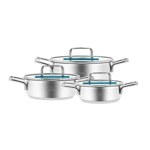 KARACA ARYA 6 PARÇA MIDI ÇELİK TENCERE SET MAVİ