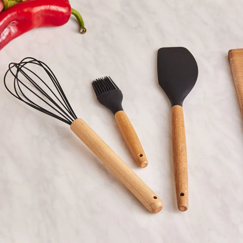 Karaca Burby Wood, 14-Delige Set Met Opschepservies en Messen