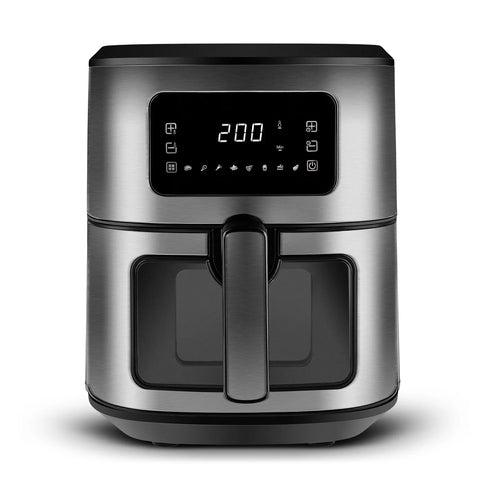 Karaca Multifry Inox, XXL Airfryer, 6,5 Liter, Met Digitaal Scherm En Glazen Kijkvenster