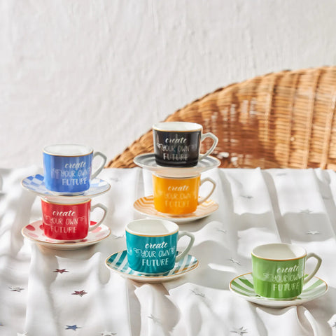 Karaca Luck koffiekopset voor 6 personen, 80 ml