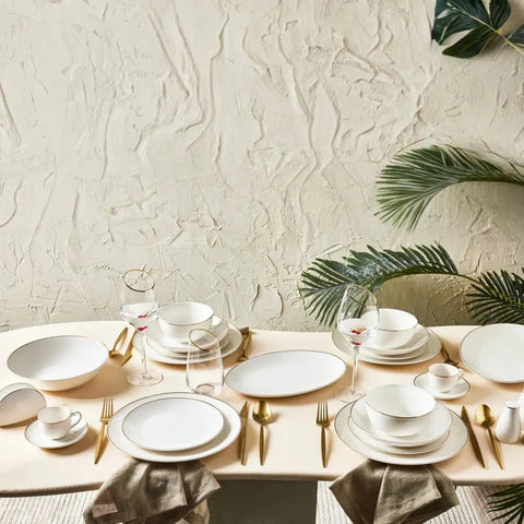 Karaca Epsilon New Generation Bone 12 Person Dinnerware Set, Gold