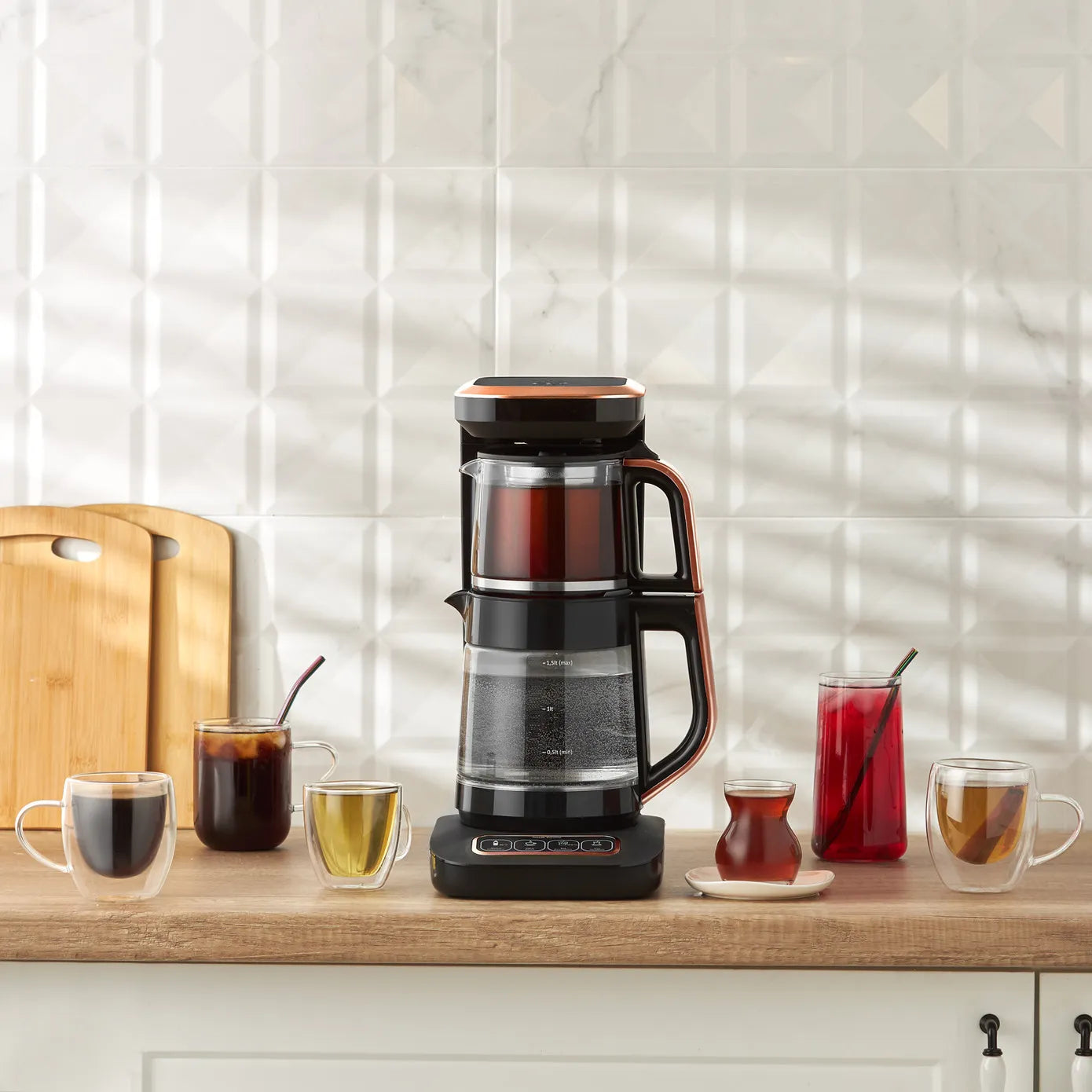 Karaca Çaysever Robotea Pro 4 in 1 Talking Automatic Glass Tea Machine ...