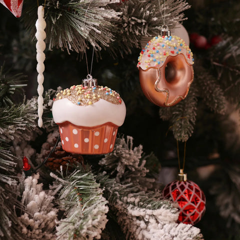 Karaca Home Nieuwjaar Donut Cupcake 2-Delige Boom Ornamentenset