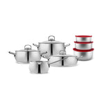 Karaca Stainless Steel Cookware Set, Storage Pot, 13 Pieces