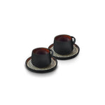 KARACA BLACK GALACTIC REACTIVE TEACUP & SAUCER SET OF 2