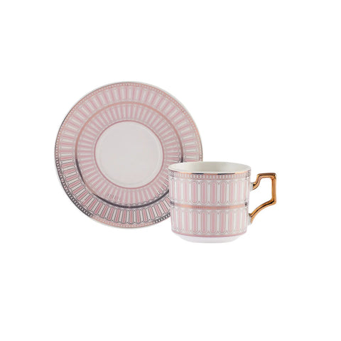 KARACA JOLLY PINK DOUBLE LINE 6 KŞLK KAHVE FİNCANI