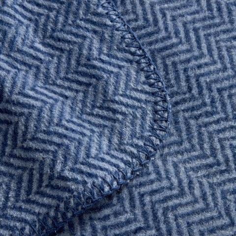 Karaca Home Sandra Dubbel Dekentje met Visgraatpatroon, Indigo