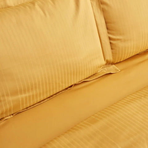 Karaca Home Uniq 100% katoenen tweepersoons satijnen dekbedovertrek mosterd