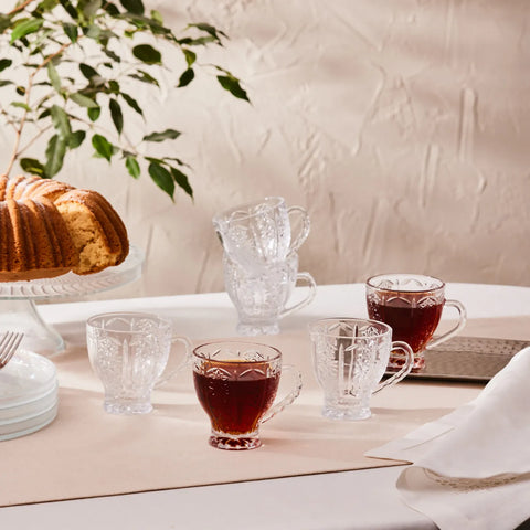 Karaca Seda 6-delige Glazen Theekoppenset, 180 ml