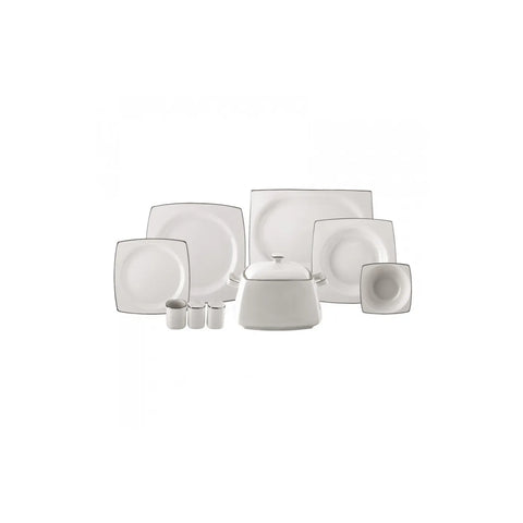 Karaca Talia Cream 60-delige Tafelservies Set voor 12 Personen – Platina, Vierkant