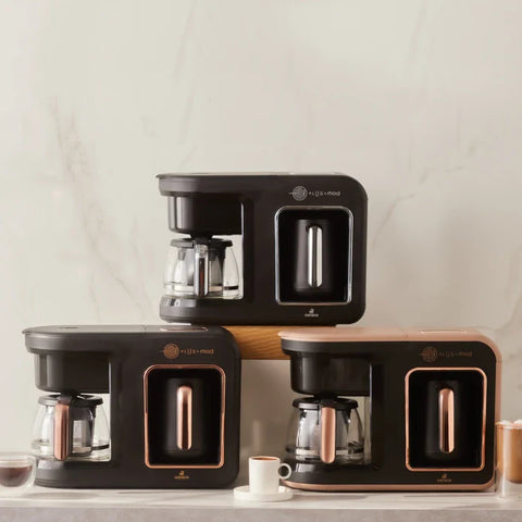 Karaca Hatır Plus 5-in-1 Essential Koffie-, Thee- en Melkdronkenmachine Black Copper – 10 Kop Capaciteit met Schuim